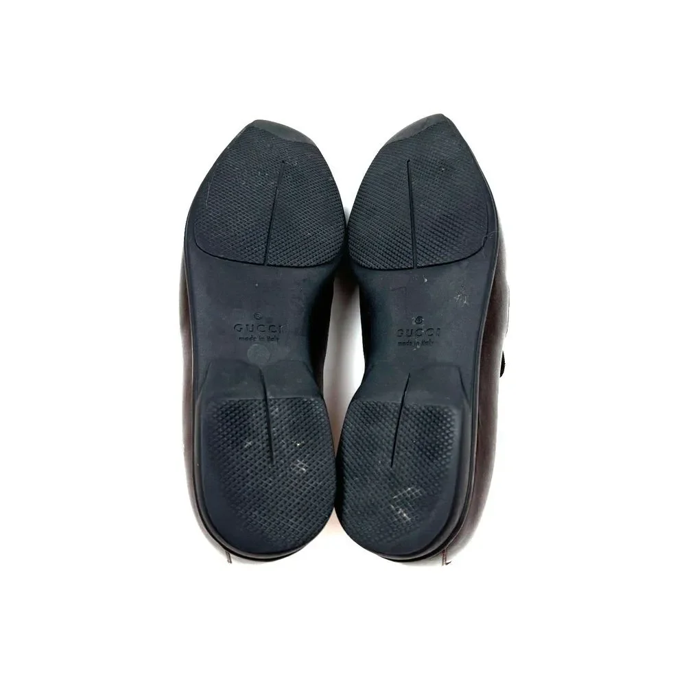 GUCCI Brown Leather Blue Ribbon Luxury Loafer Mens 8.5 D Flaw* Comfort‎ Shoes